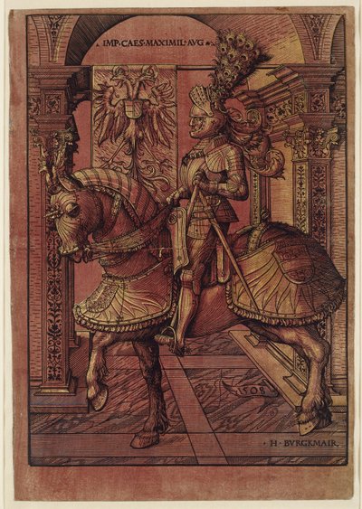 Kaiser Maximilian I., bewaffnet zu Pferd, 1508 von Hans Burgkmair